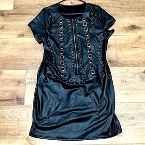 Forever 21 Black faux leather mini dress -XL